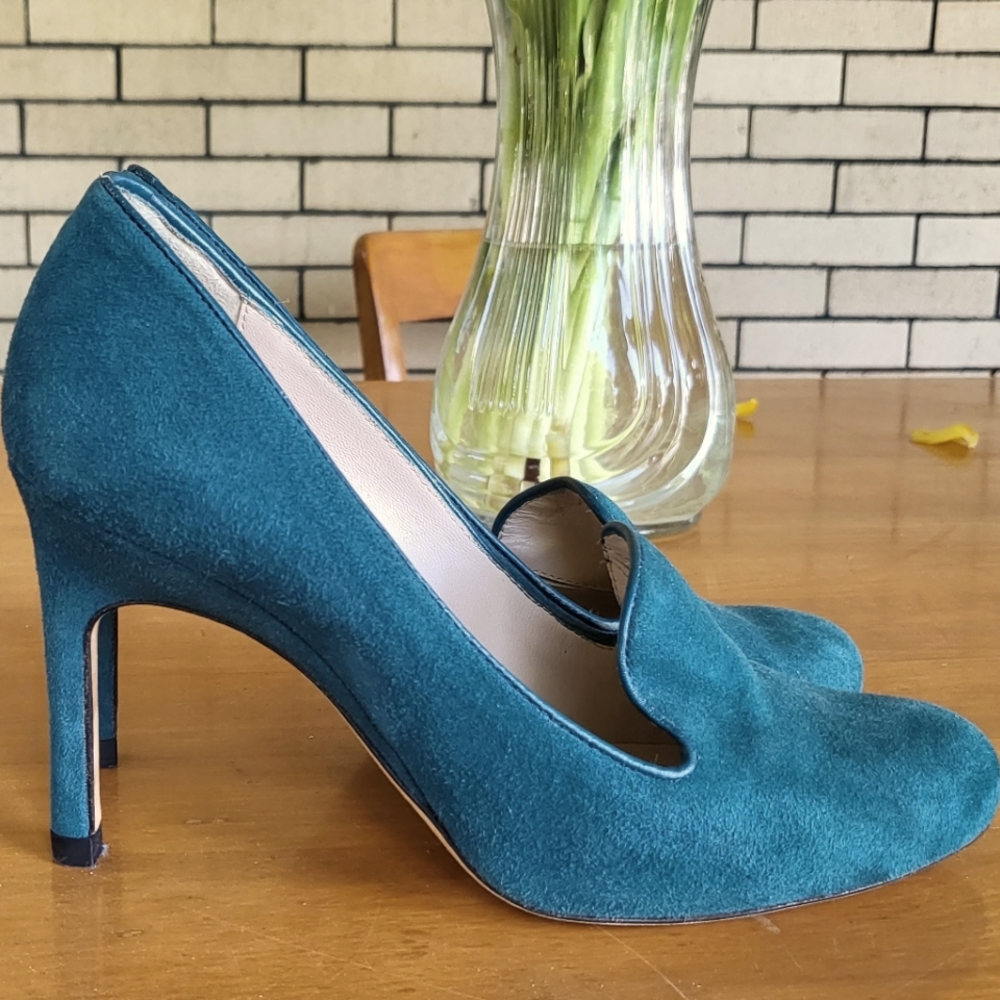 LK Bennet teal suede heels size 37